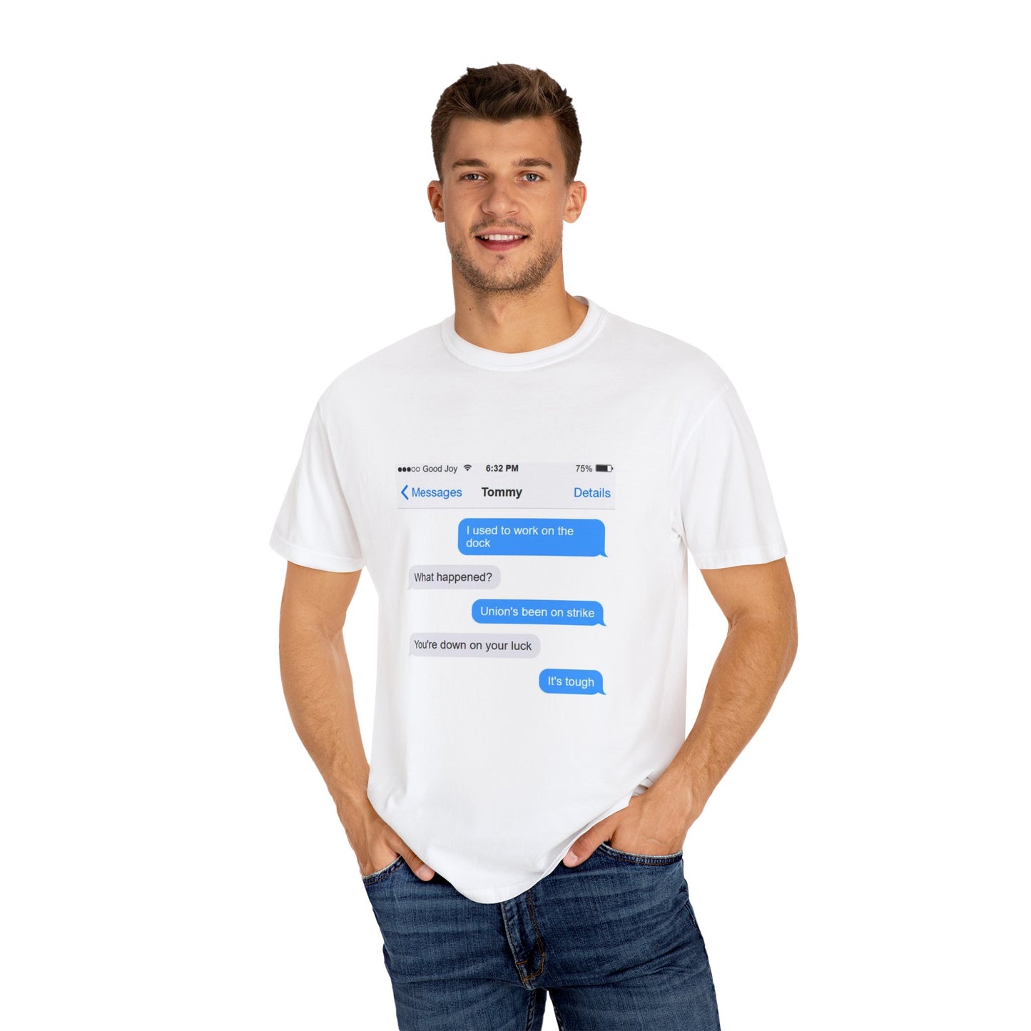 Tommy use to work on the dock shirt