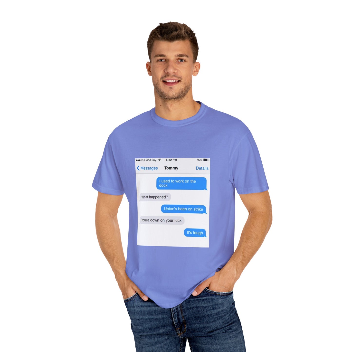 Tommy use to work on the dock shirt