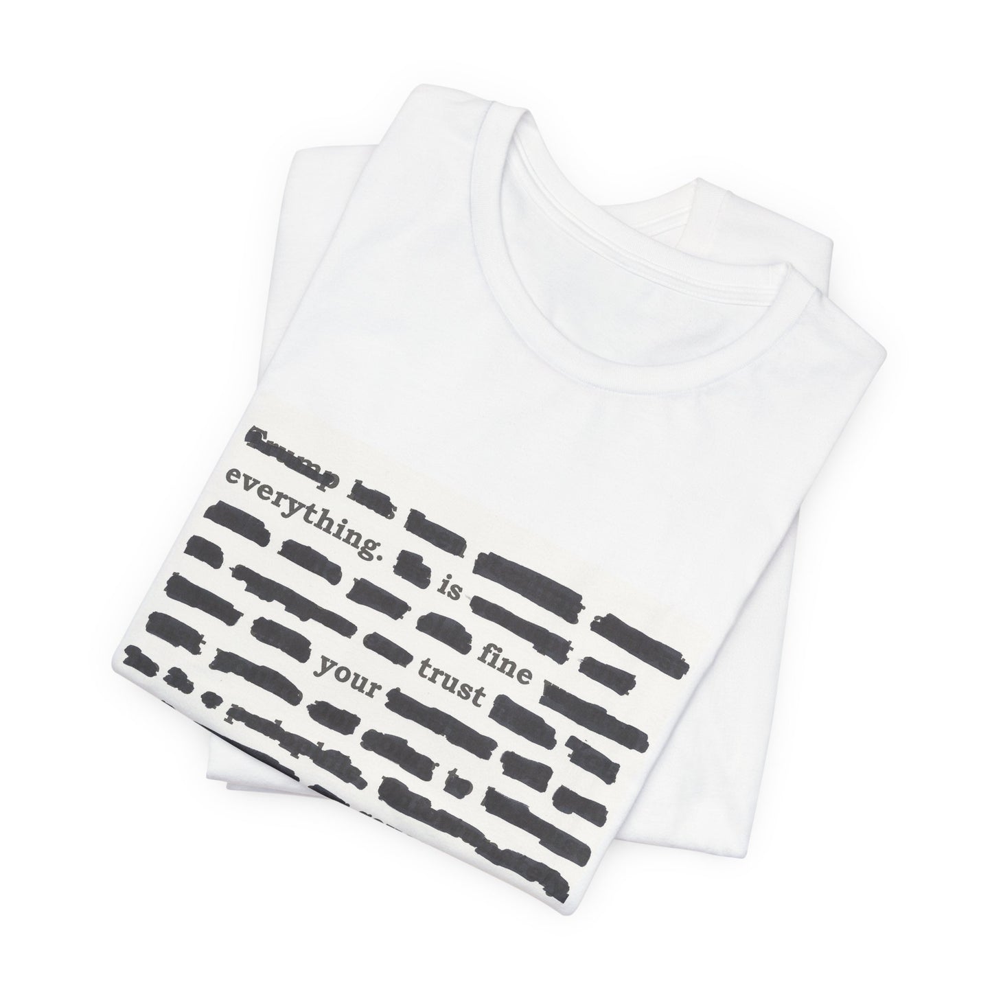 Redacted Message Graphic Tee — "Everything is Fine, Trust Your Government"